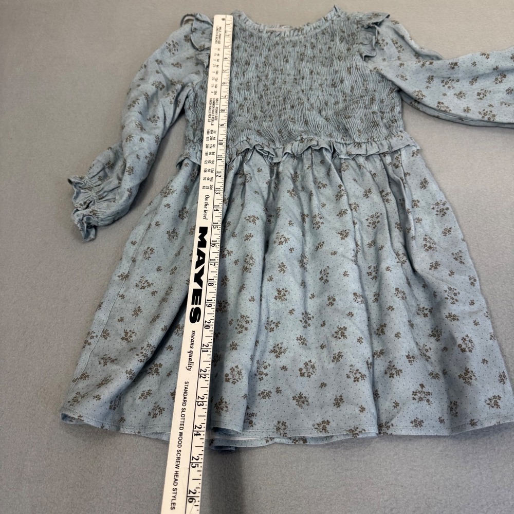 Zara Dress & Top‎ Set Kids 6-7 Floral Smocked Ruffle Boho Cottagecore Baby Blue - Picture 9 of 13